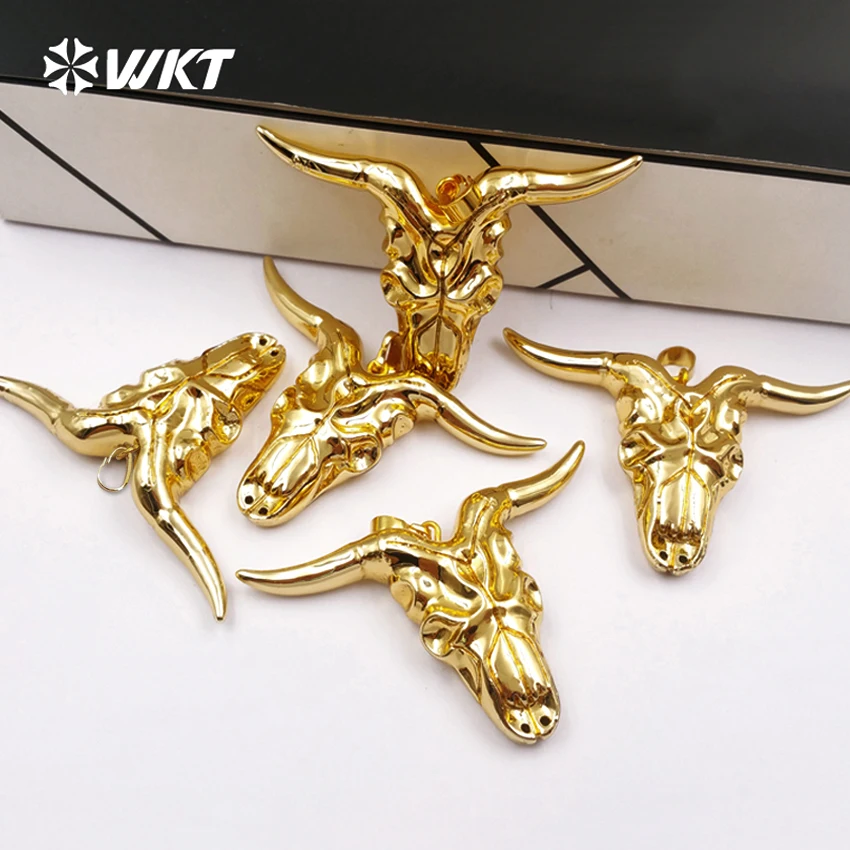 WT-P881 дизайнерский натуральный длинный Рог Buffalo кулон из смолы, бычий скот кулон, Золотая вырезанная подвеска, подвеска "Буйвол"