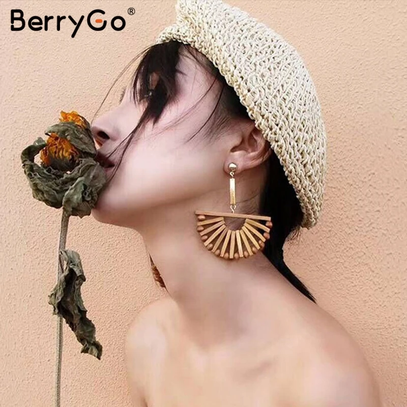 BerryGo женские серьги Boho деревянные полукруглые висящие для женщин винтажные