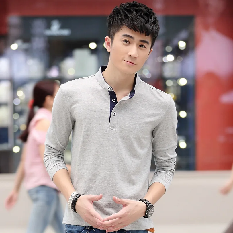 

Polo New 2020 Spring New Korean Men's Fashion Men's Long Sleeve Polo-collar Men's Cotton Men Polo-shirt Solid 8