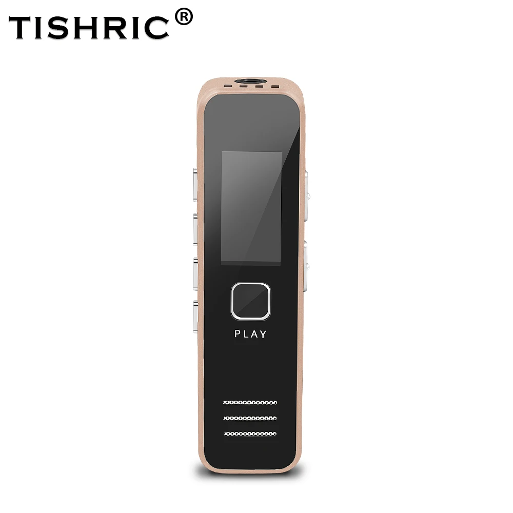 TISHRIC Профессиональный мини Usb диктофон TF флэш-карта флеш-накопитель диктофон аудио с экраном дисплея Gravador - Цвет: Золотой