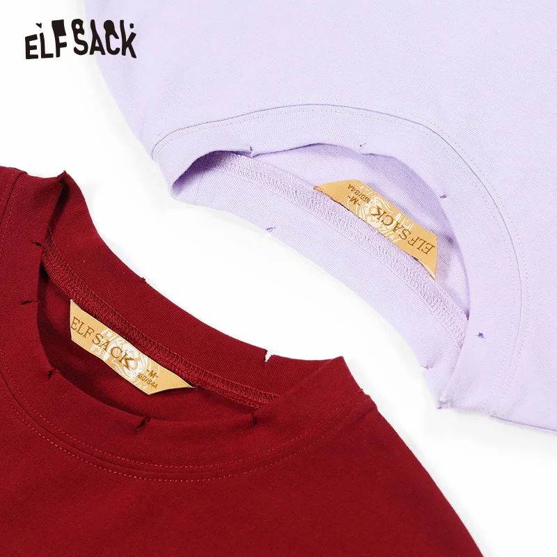 Женские хлопковые топы с дырками ELF SACK бордовая свободная повседневная уличная