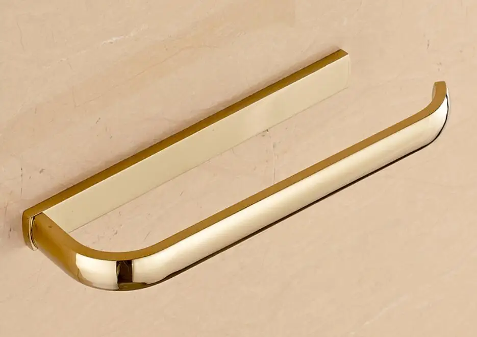 gold Античная Бронза/хром/золото/черное масло матовый/Роза позолоченный Держатель для полотенца Настенный полотенце кольцо квадратный медный стеллаж для полотенец - Цвет: gold