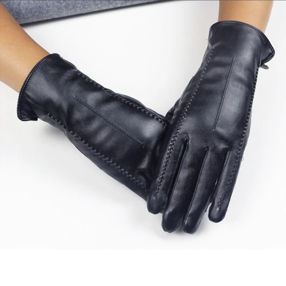 Модные женские зимние теплые перчатки из мягкой кожи рождественские подарочные