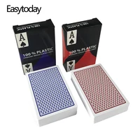 Easytoday 2 шт./компл. водонепроницаемые развлекательные красные и синие игральные карты Бакара Техасские покерные игры