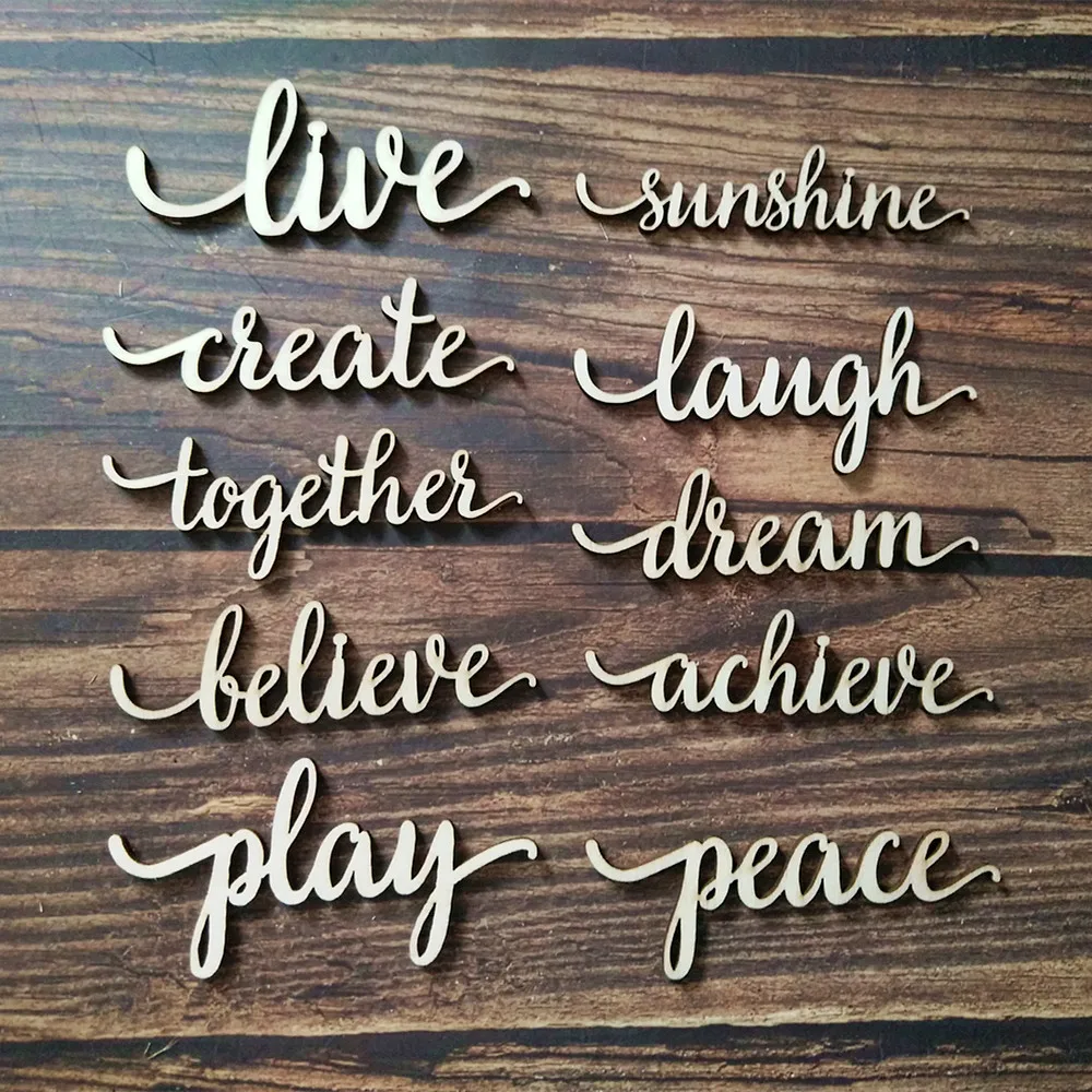 10 шт. живое солнце создает смех вместе мечта Believe reach Play Peace Script слово деревянный