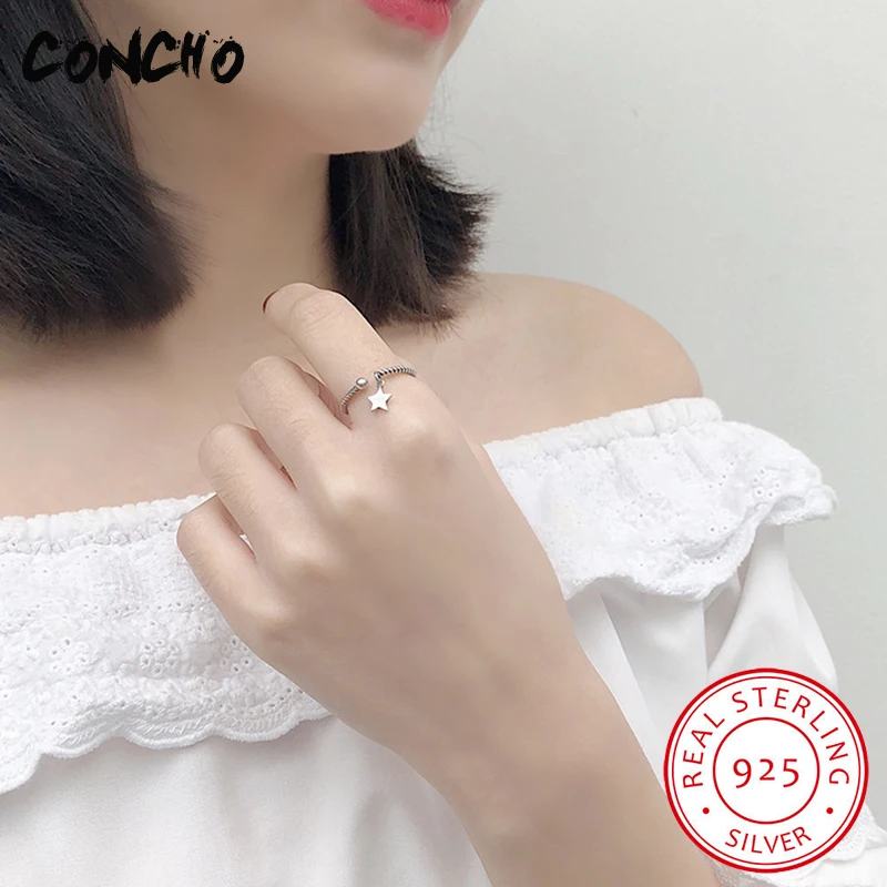 Женские Классические кольца в виде звезд из стерлингового серебра 925 пробы для