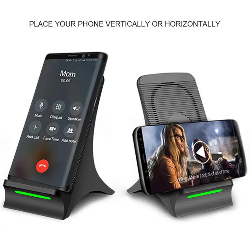 Wireless Smart Charger Qi Certified Fast Charging Stand With Cooling Fan Phone Holder For S9 Plus Note 9 8 S7 | Электроника
