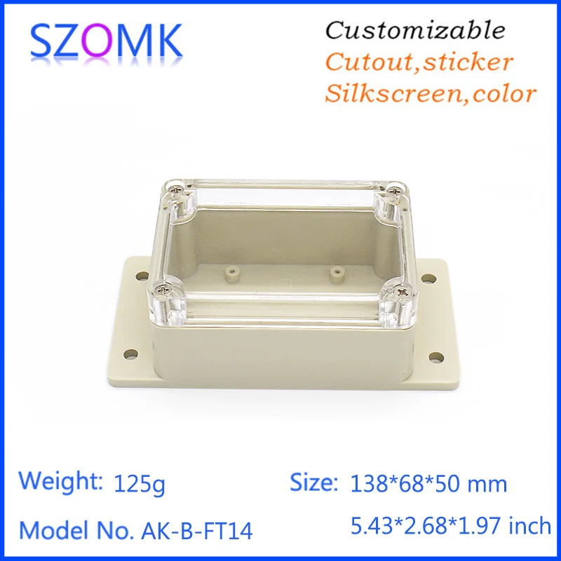 

10 pcs, 138*68*50mm szomk high quality plastic waterproof enclosure for electronic project junction box pcb switch housing
