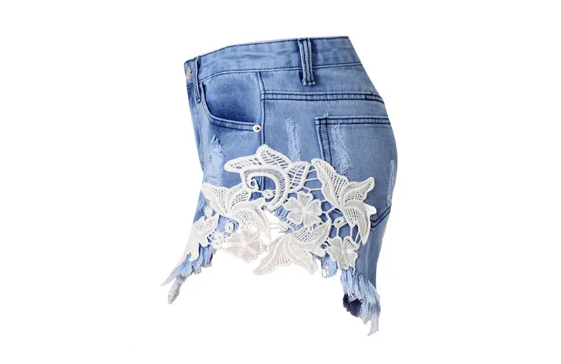 New Style Shorts Women Summer New Jeans Shorts Sexy Lace High Waist Beach Casual Ripped Tassel Hole Denim Soft Cotton Shorts
