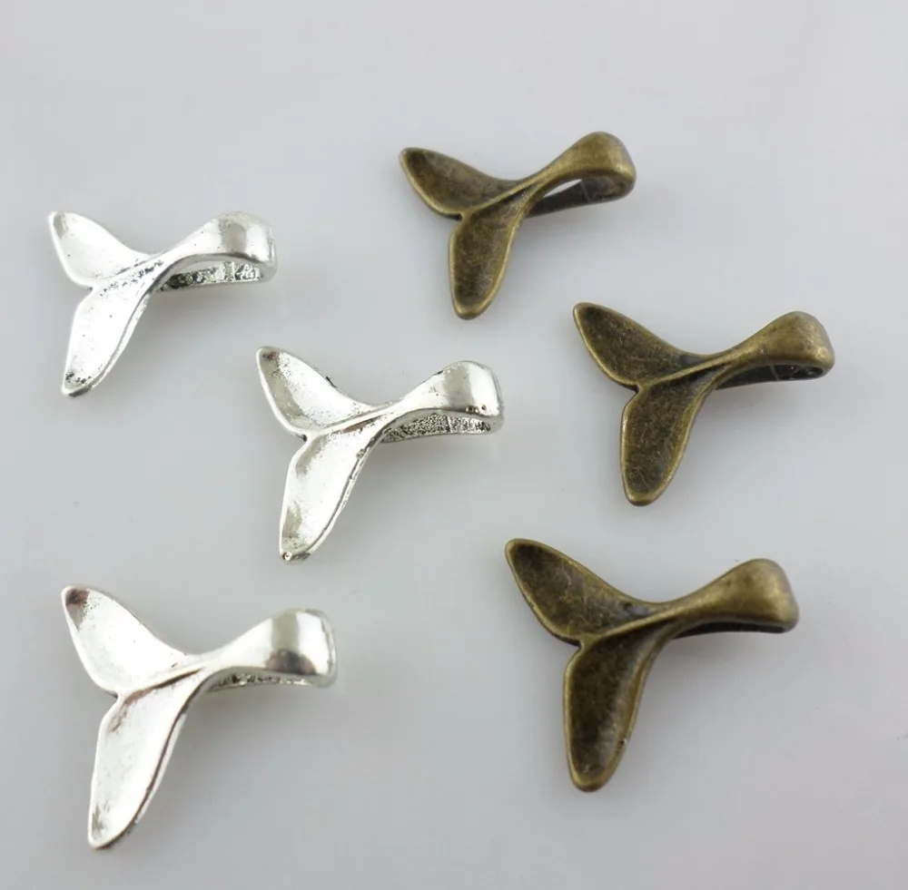40 шт. тибетские серебряные/Бронзовые Подвески в виде хвоста Кита 5x16x16 мм