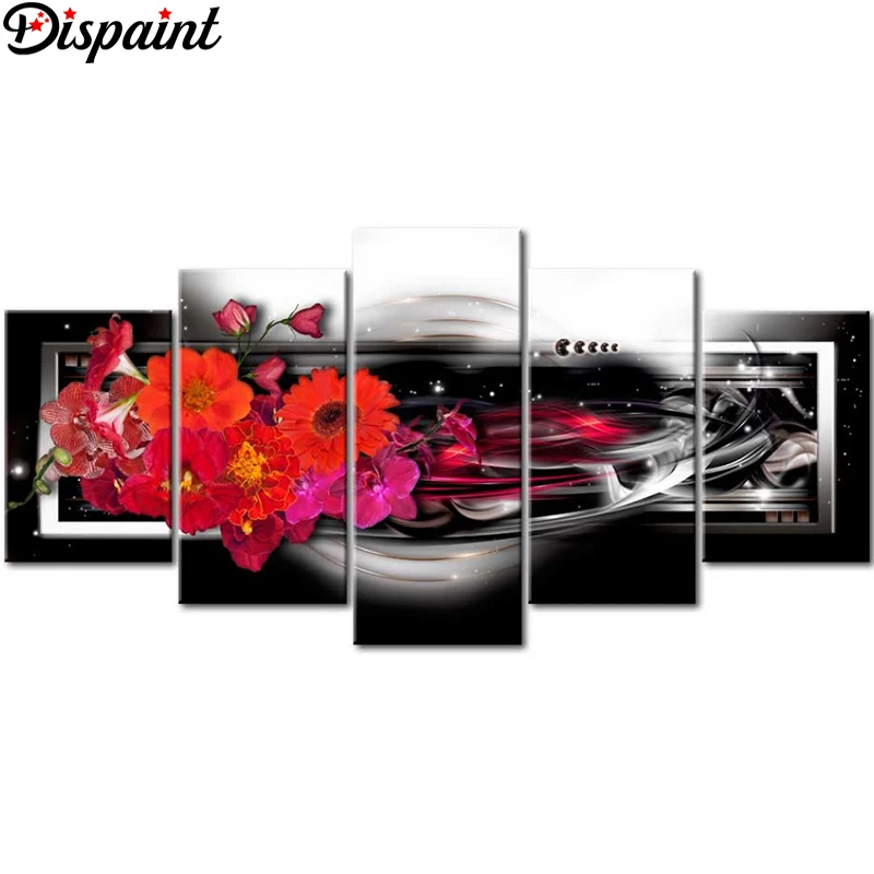 

Dispaint 5pcs Full Square/Round Drill 5D DIY Diamond Painting "Flower orchid" Multi-picture Combination Embroidery 5D Decor