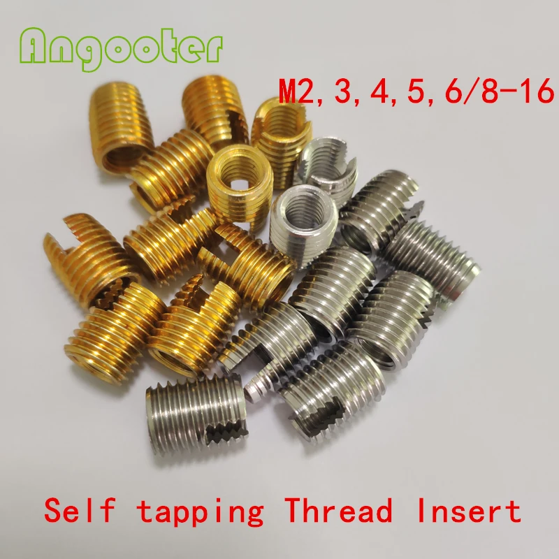 

10/2pcs M2 M3 M4 M5 M6 M8 M10 M12 M14 Self tapping Thread Insert Self Tapping Screw Bushing Slotted Type Thread Repair Inset