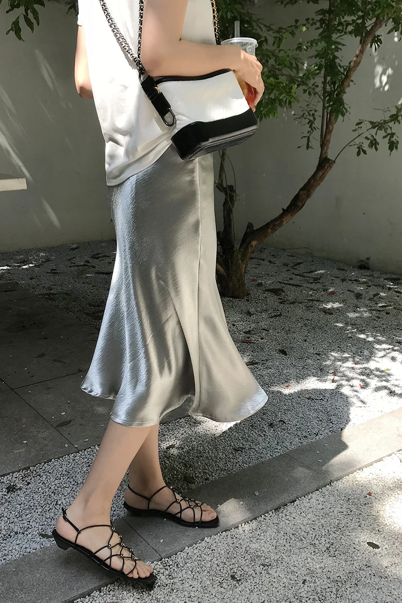 Heydress/Летняя блестящая атласная юбка-труба с высокой талией юбка миди