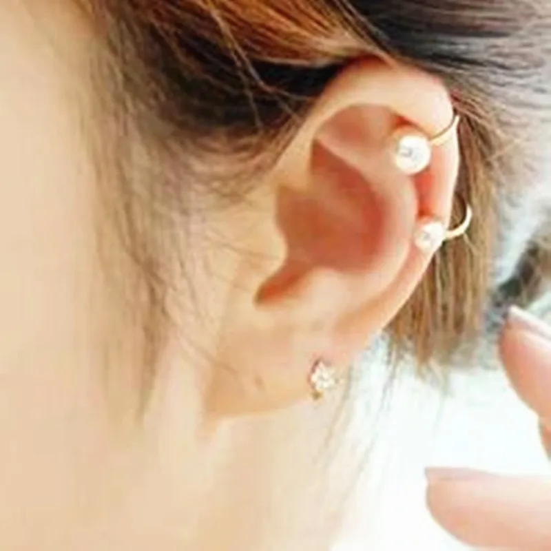 Жемчужный зажим для ушей U образный без отверстия скрытые серьги ED73|ear pearl|clip pearl