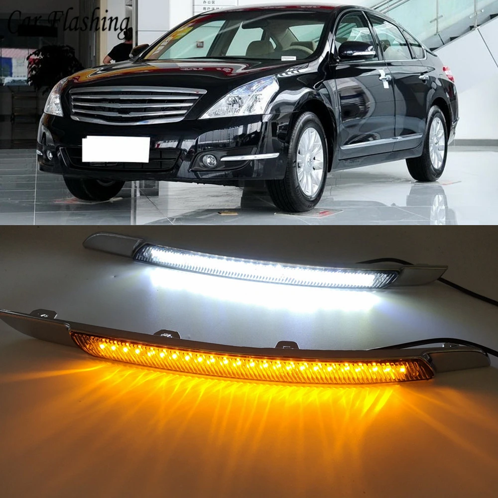 Автомобильный мигающий светодиодный светильник дневного света для Nissan Altima teana 2008 2009 2010 DRL с поворотником Дневной светильник водонепроницаемый противотуманный фонарь