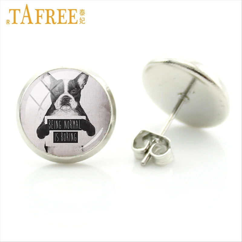 Серьги TAFREE с животными нормальное состояние скучный Французский бульдог мопс