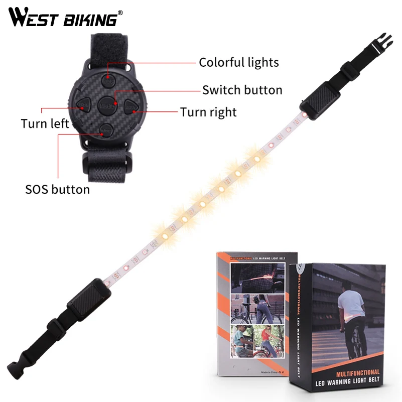 WEST BIKING светодиодный ремень безопасности 4 режима вспышки мигающий