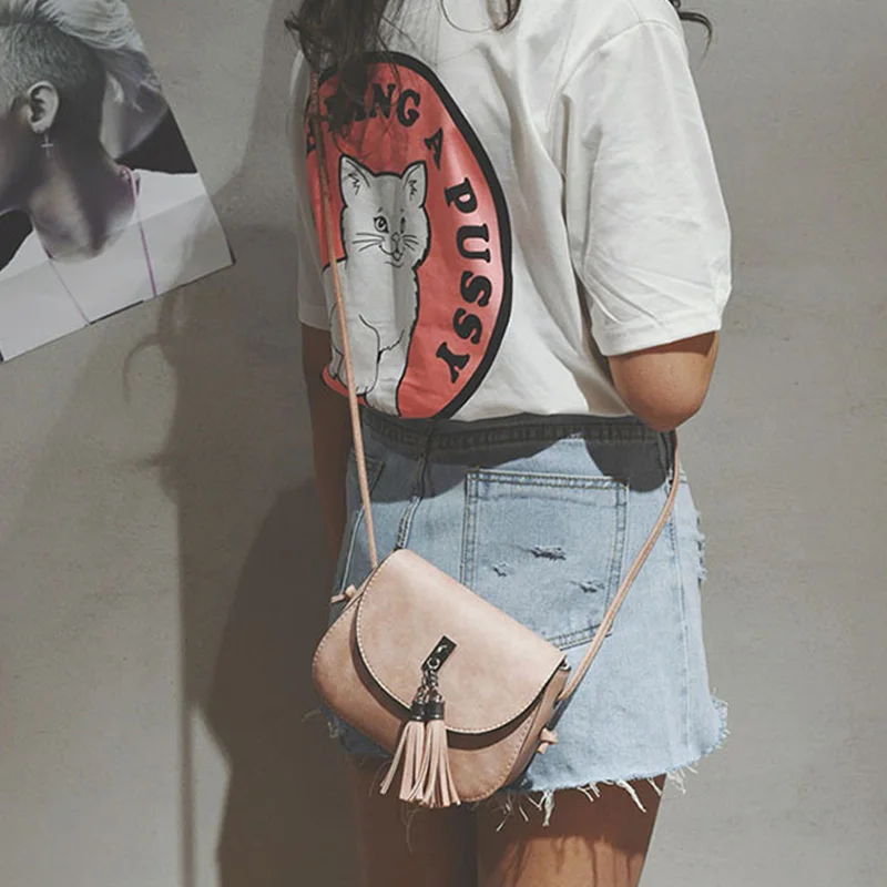 Модная женская сумка через плечо с кисточками мессенджер из искусственной кожи