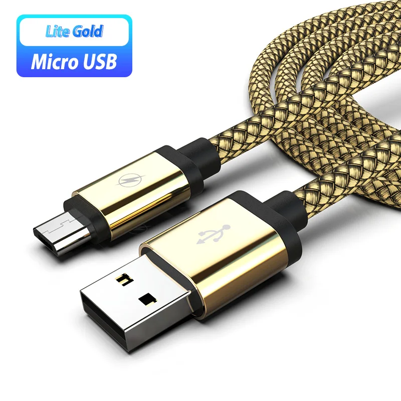2/3 м кабель зарядного устройства микро-usb 25 см короткий Microusb каво Micro-Usb для Xiaomi Redmi 8 8A 7 7A huawei P Smart Plus Y9 Oppo - Цвет: Gold Cable Only