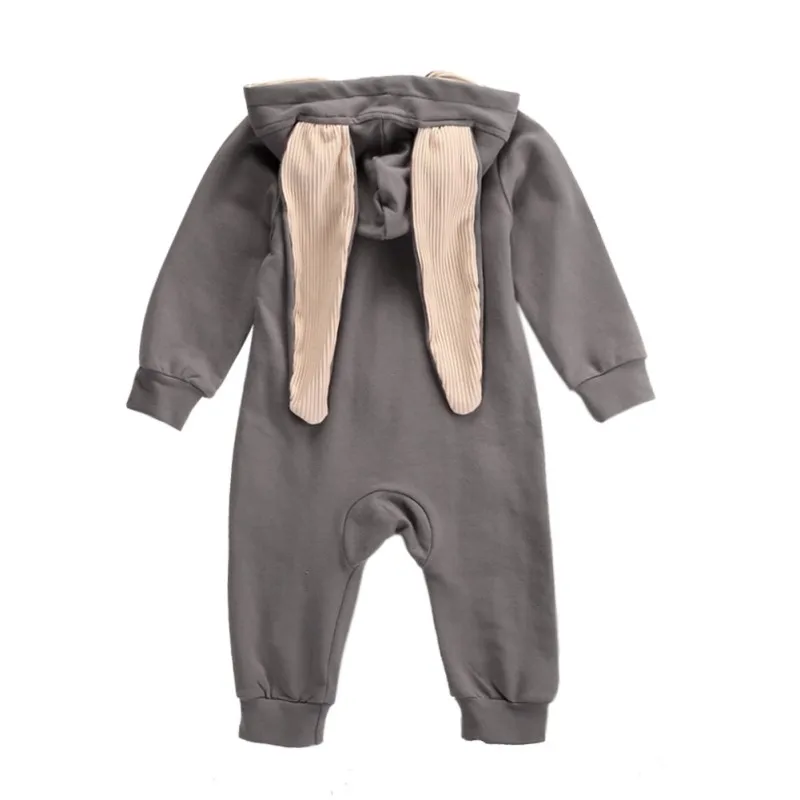 Милый комбинезон с объемными заячьими ушками для новорожденных одежда малышей