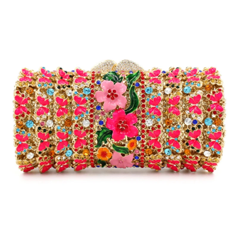 

XIYUAN Crystals Minaudiere Women Red Evening Bags Luxury Clutches Ladies Rhinestones Wedding Bridal Purse Clutch Chain Handbags