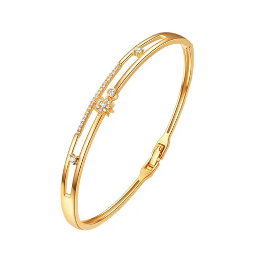 18K gold plated E ювелирный Золотой Серебряный цветной браслет для женщин, браслеты со звездами, Ручная инкрустация фианитами - Окраска металла: 18K gold plated