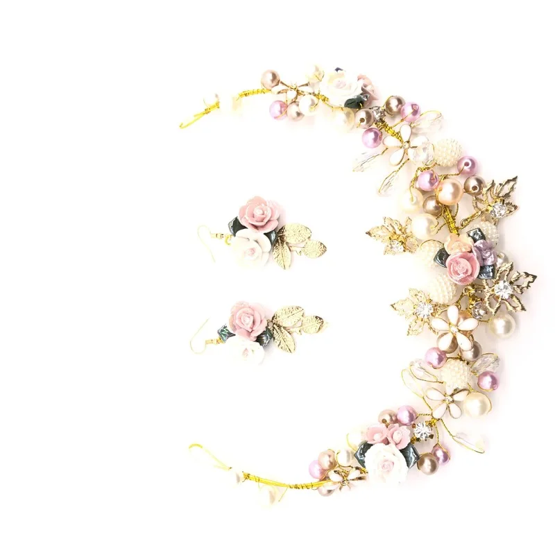 2020 модный обруч для волос Невеста керамические Цветы Свадебные украшения Корона