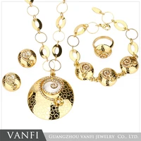 wholesale retail dubai african design gold color screw shap crystal necklace earring bracelet ring 4 pcs jewelry sets