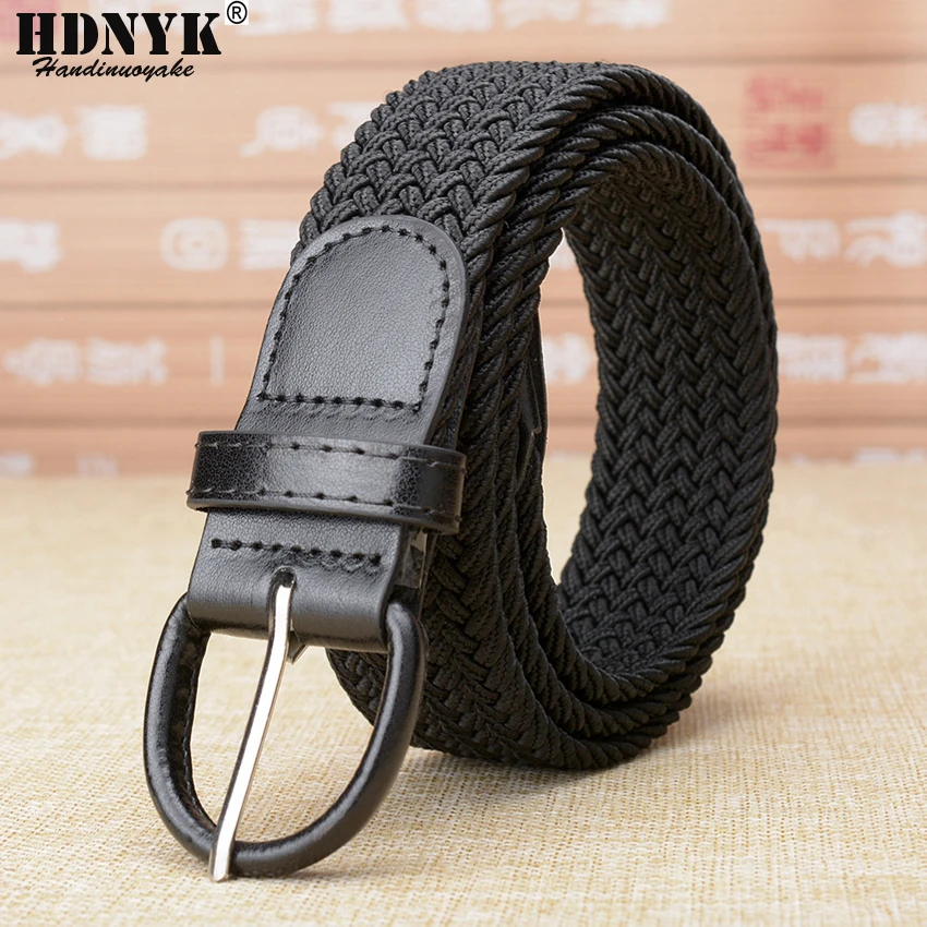 HDNYK-cinturones elásticos para mujeres adultas, cinturón tejido elástico informal para modelado de Jeans, sólido, 100-120cm, gran oferta