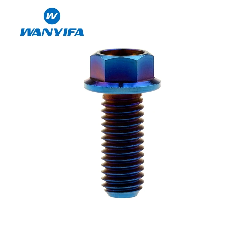 M8x20 Blue Wanyifa M8x15 20 25 30 35, 40 45 50 55 60 65 мм с коротким фланцем Головкой Винт С Титановым болтом для дисковые велосипедные тормозные цвета: золотистый, голубой цвет - Цвет: M8x20 Blue