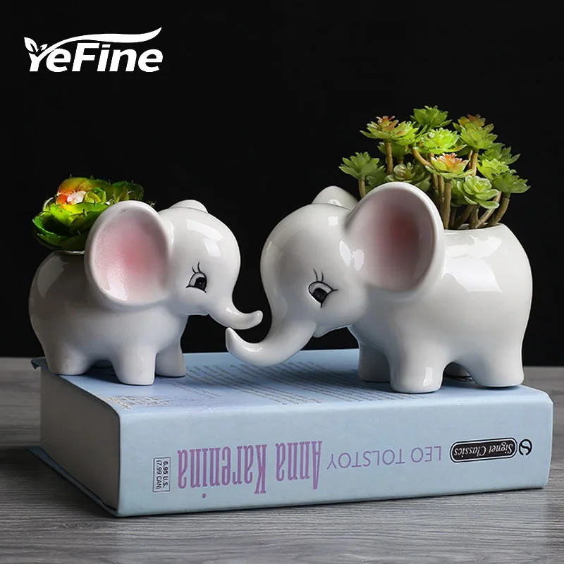 YeFine Мультяшные цветочные горшки в виде слона суккулентное растение керамический