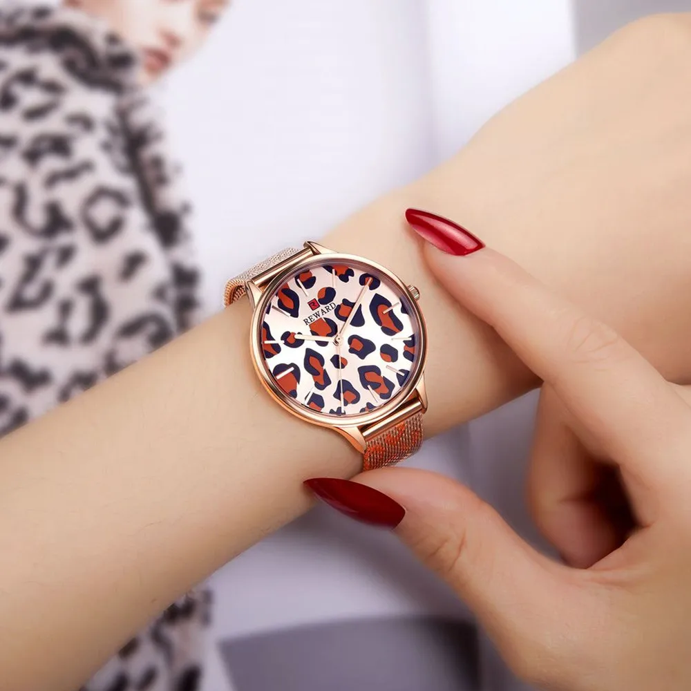 Женские кварцевые часы с леопардовым принтом Montre femme наручные для девушек