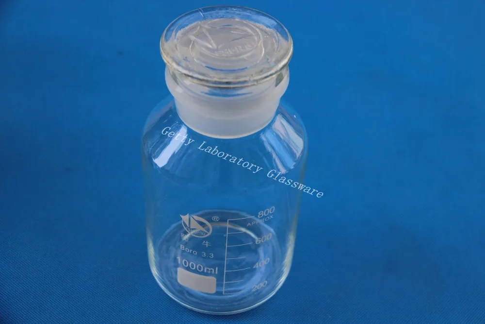 

1000ml Lab Glass Reagent bottle, wide mouth, with ground stopper