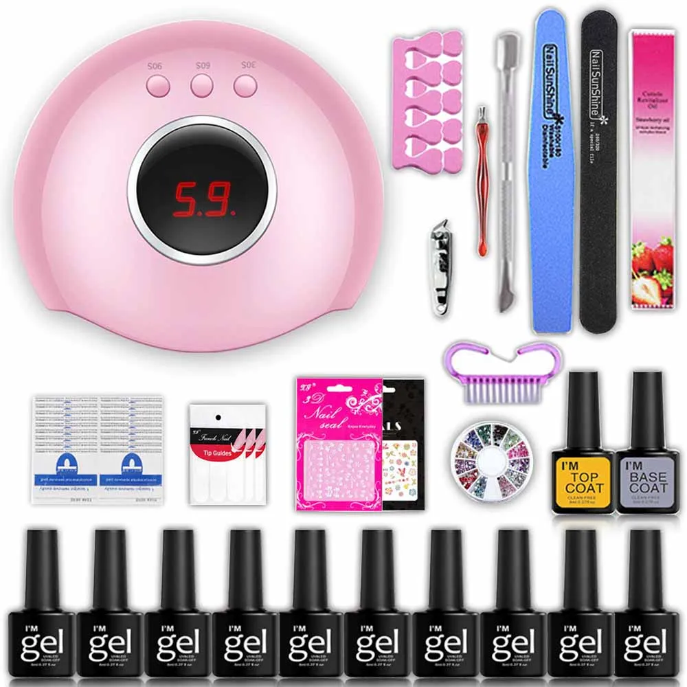 Набор для ногтей гель набор маникюра 36 Вт сушилка с УФ лампой маникюрный 10 шт.