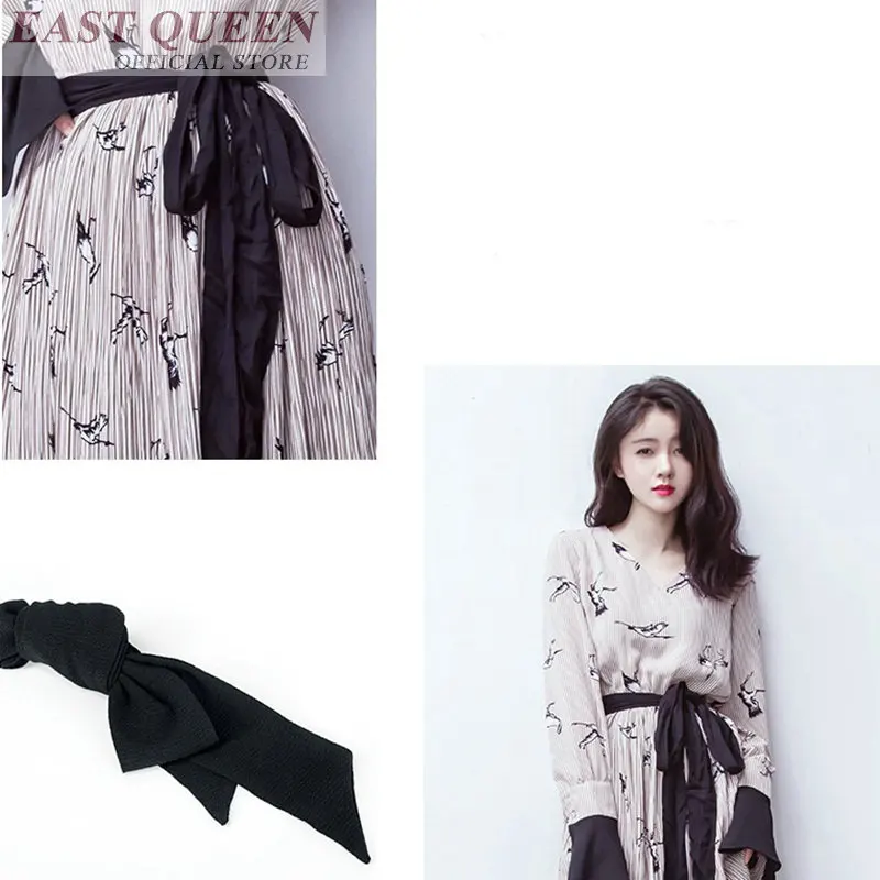 

Japanese konimo dress streetwear tunic ladies elegant midi dress with belt long sleeve kimono dress AA3597
