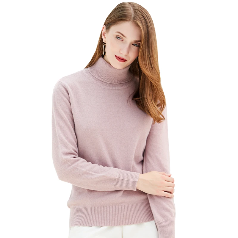 

High Quality 100% Wool Knitting Sweaters Women Turtleneck Female Jumpers Hot Sale 6Colors Woman Sweater Standard Clothes Tops