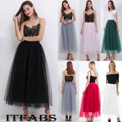 Новинка лета 2019 стильная женская многослойная длинная юбка в пол из тюля платье