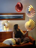 Modern LED E27 3 Colors Wooden Droplight, Rare Nautilus Pendant Light for restaurants indoor Decoration Hanging light Fixtures