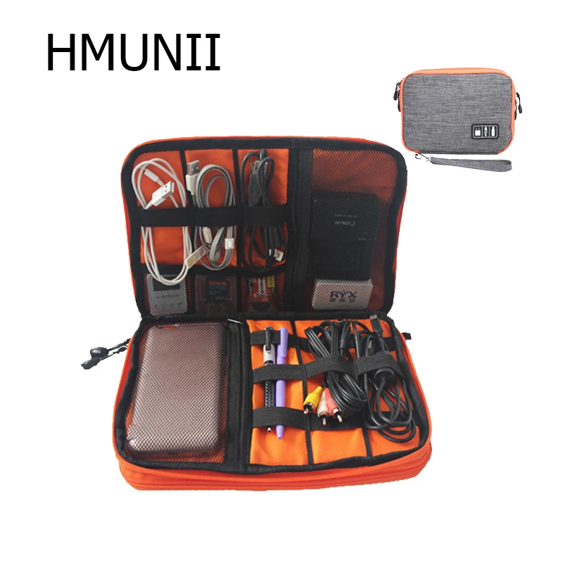 

Водонепроницаемая двухслойная сумка для кабеля HMUNII, органайзер для электронной SD-карты, дорожная сумка, чехол для наушников USB, цифровые дорожные аксессуары
