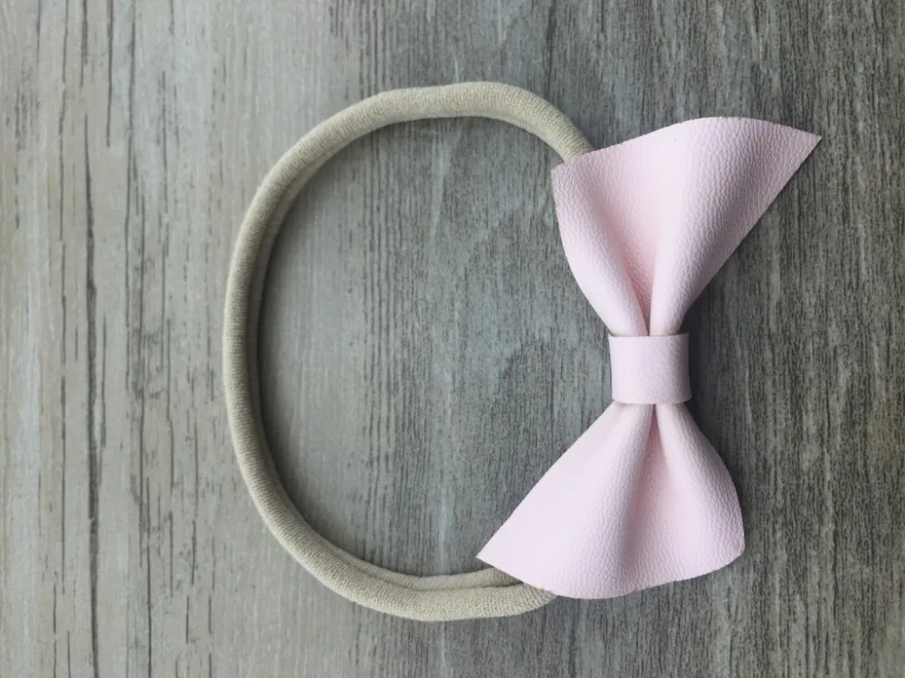 

50 pcs/lot, Super Soft Nylon Headband with leather bow