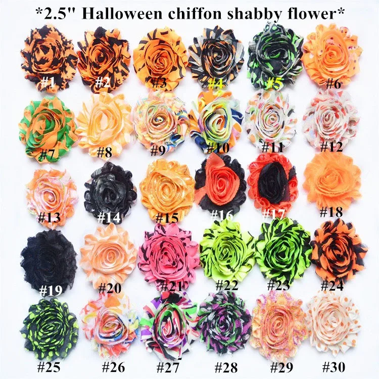 75 ярдов/партия аксессуары для волос 2 5 &quotХэллоуин потертый Шифоновый Цветок розы