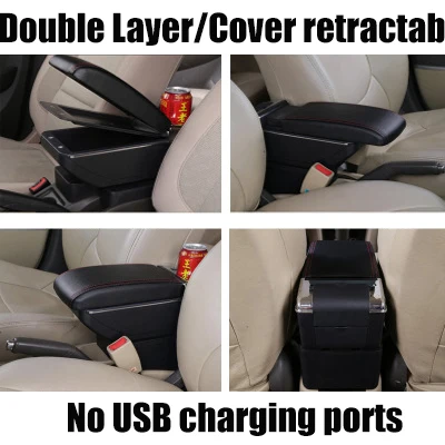 double layer Подлокотник ящик для хранения для hyundai Solaris Verna авега Grand автомобиля коробка в центральную консоль двойной Слои 7 зарядка через usb Порты черного и бежевого цвета - Название цвета: double layer