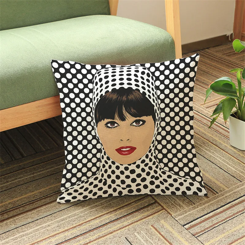 Подушечка-чехол Pop Art Telephone Sexy Lip Ice Cream из хлопка и льна.