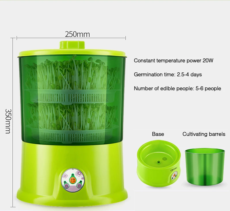 220 В интеллектуальная машина для выращивания бобовых ростков, автоматический термостат большой емкости для выращивания зеленых семян, автоматическая машина для выращивания бобов