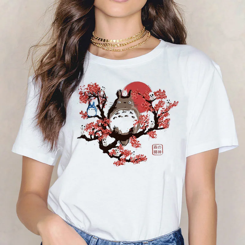 Totoro, забавная женская футболка с принтом, Женская японская футболка, Хаяо Миядзаки, футболка, футболки, Мультяшные аниме Харадзюку - Цвет: 5738