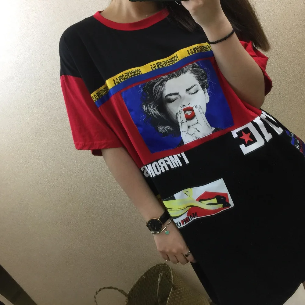 Лето 2017 г. женские хлопок платье с лифом футболкой Повседневная негабаритных