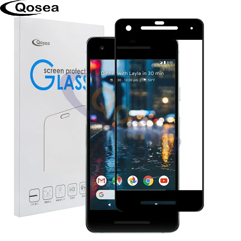 Qosea для Google Pixel 2 защита экрана 9H полная пленка 4D изогнутая поверхность край