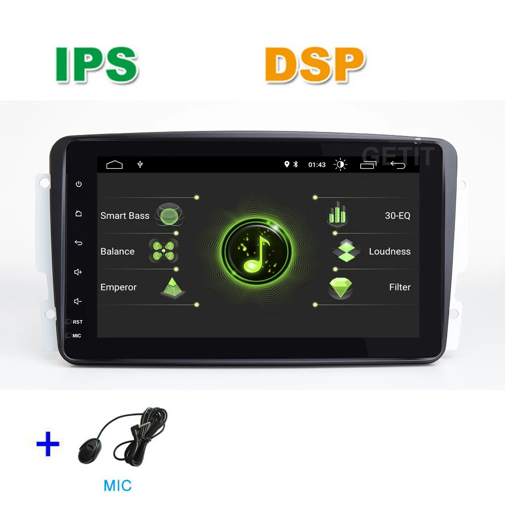 DSP ips " Android 10 автомобильное радио стерео аудио медиа автомобиль gps для Mercedes Benz CLK W209 W203 W463 W208 Wifi Bluetooth - Цвет: DSP - MIC