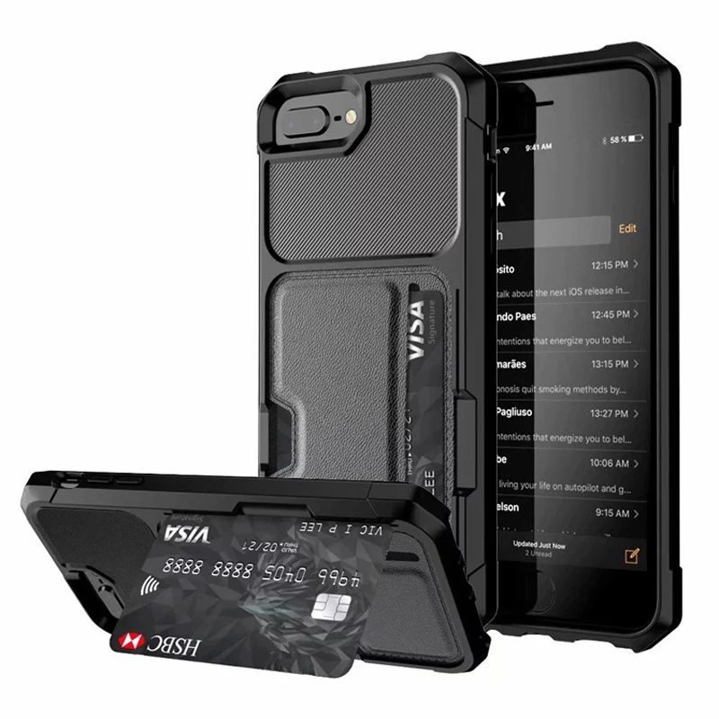 TPU Soft PC Hard Hybrid Phone case for iPhone X XR XS MAX Double Protection Card housing Case 6 6s 7 8 Plus cover |