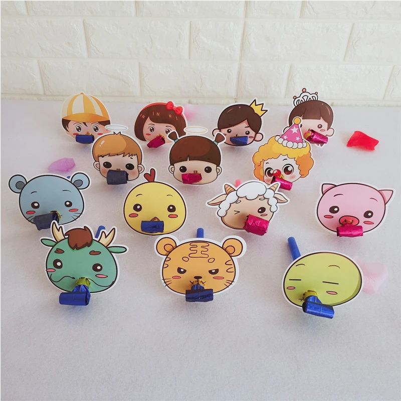 

6 шт./компл. свистки с мультяшными животными для детей, вечевечерние на день рождения, мини-гудок с изображением дракона, игрушки для игры на ...